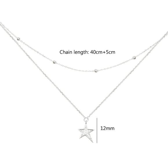 NEW 925 Sterling Silver Diamond Star Necklace - Picture 8 of 8